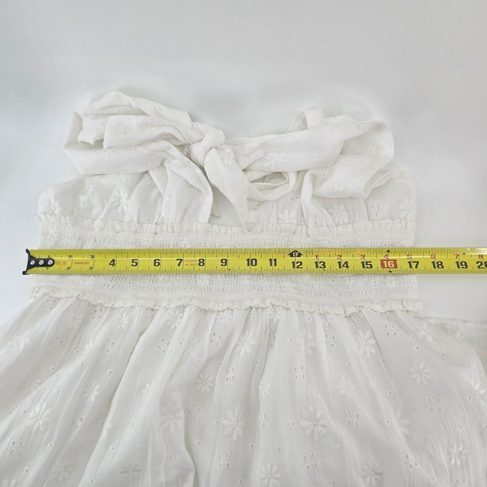Aerie White Eyelet Halter Mini Dress Smocked Waist Ruffle Hem New XL - Picture 7 of 10
